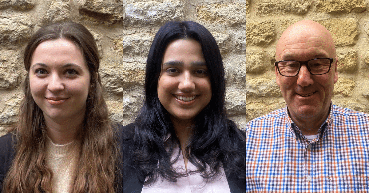 New starter Meg, Ian, and Nandini